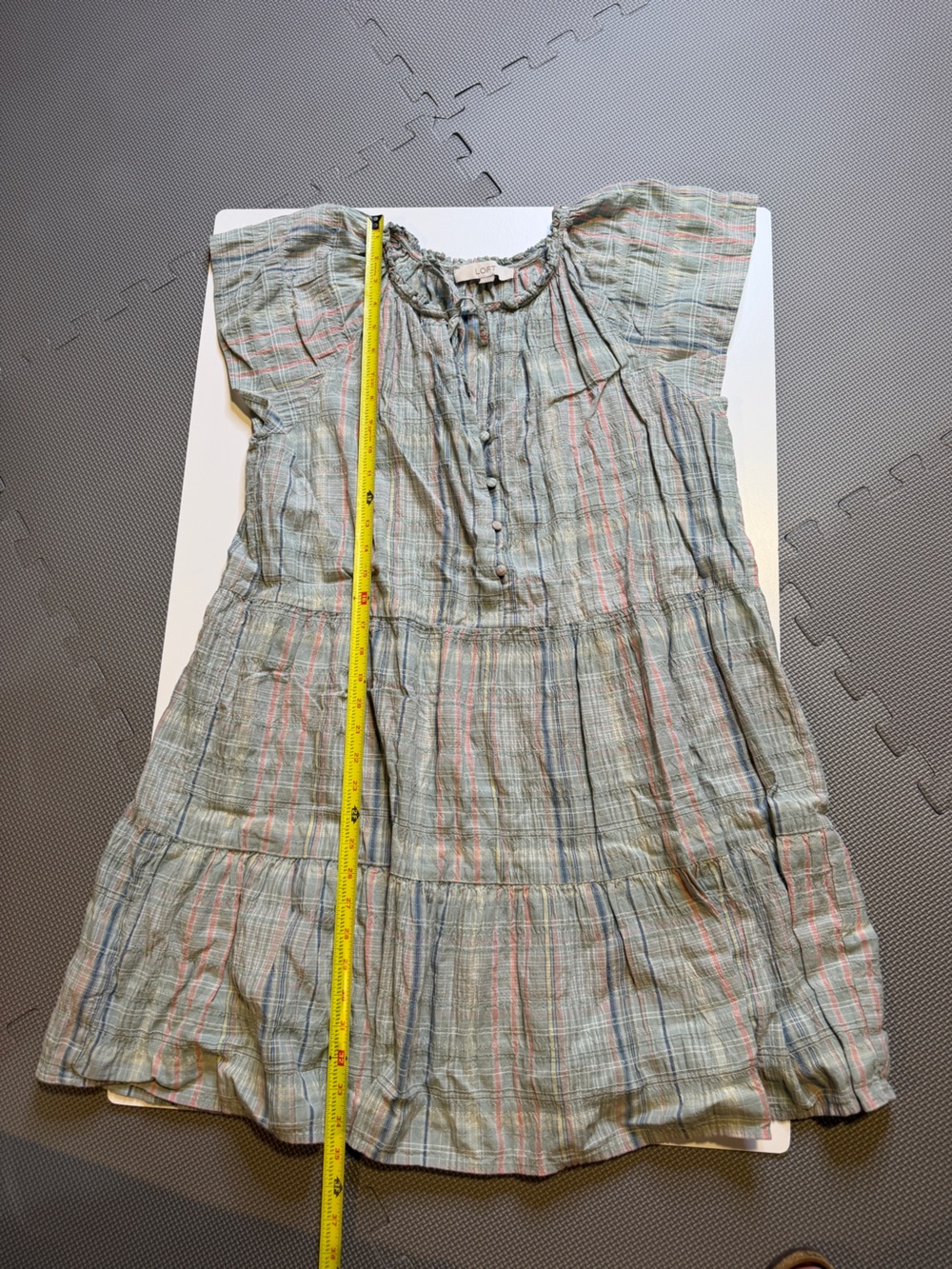 Cotton light green plaid popover dress